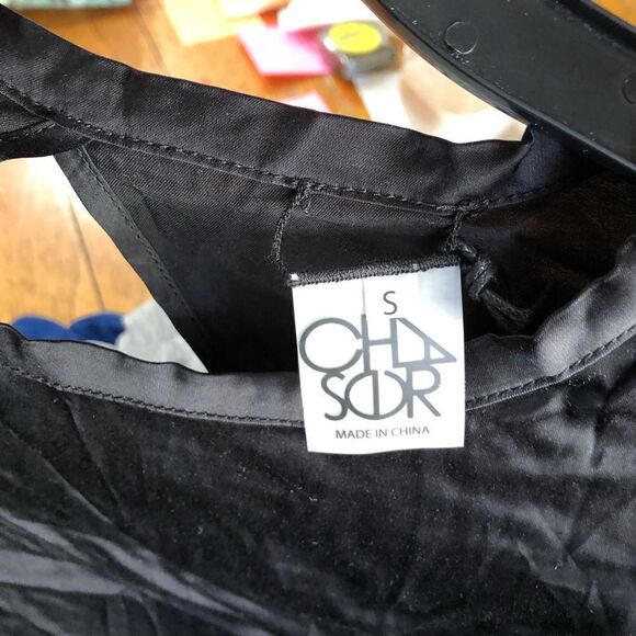 NWT Chaser Y2K Satin Crop Open Back Tie Tee Top Black - S - Picture 11 of 11